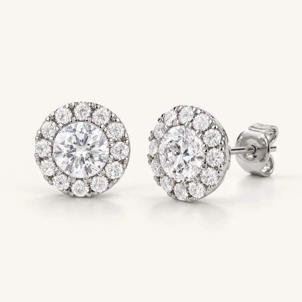 items Round Lab Diamond Halo Studs (1 ct. tw.)